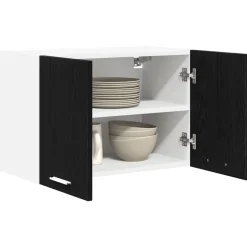 vidaXL Hangkast Zwarte Eik en Wit 60 x 31 x 40 cm Bewerkt hout