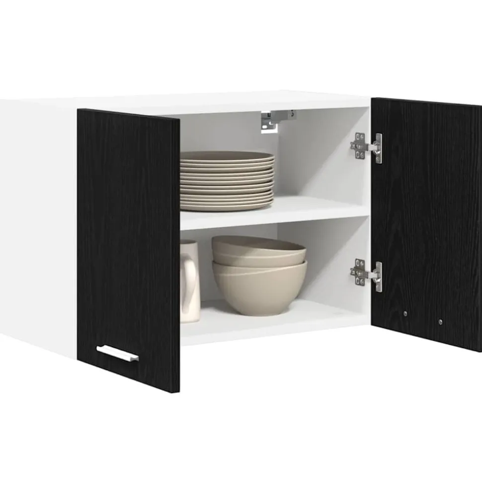 vidaXL Hangkast Zwarte Eik en Wit 60 x 31 x 40 cm Bewerkt hout