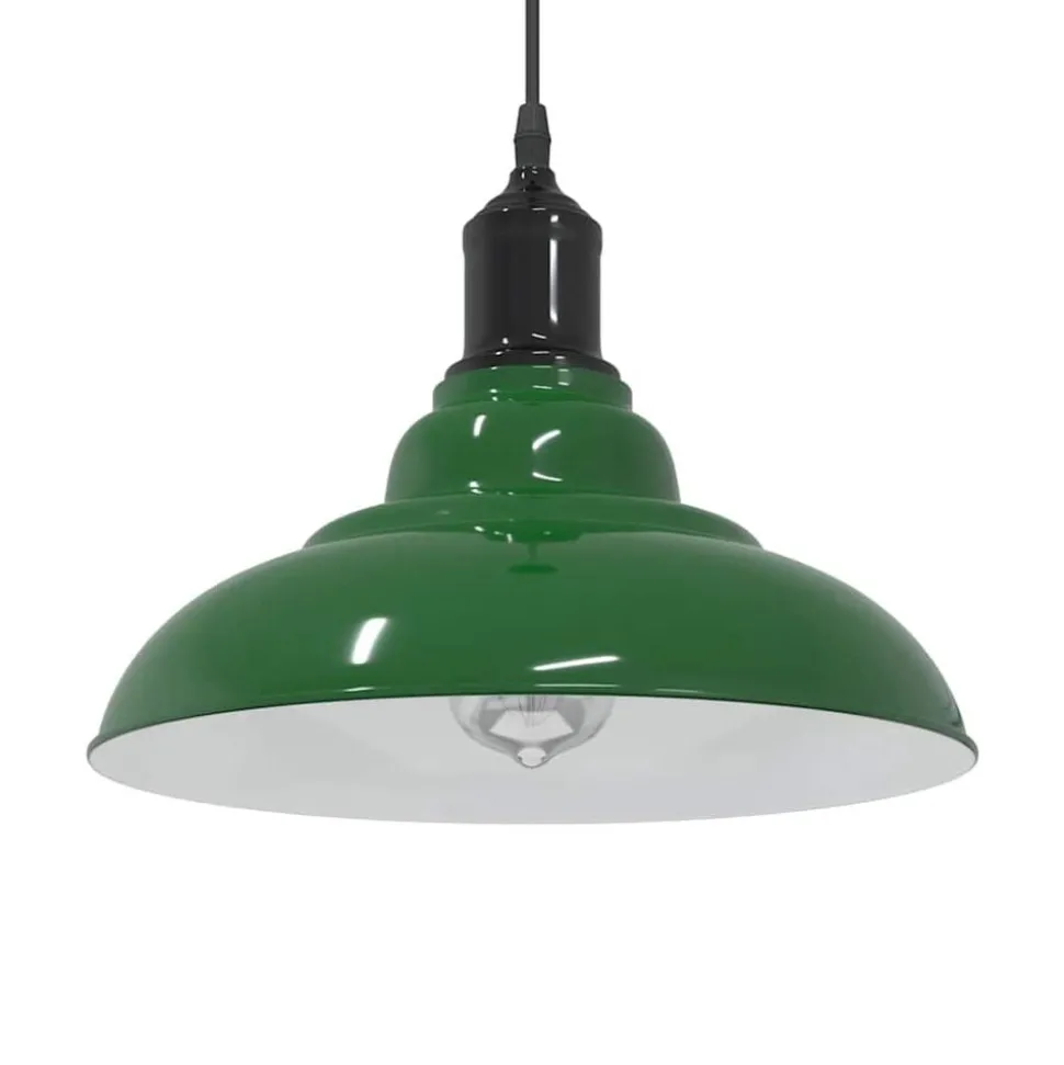 vidaXL Hanglamp in hoogte verstelbaar E27 Ø31 cm metaal glanzend groen