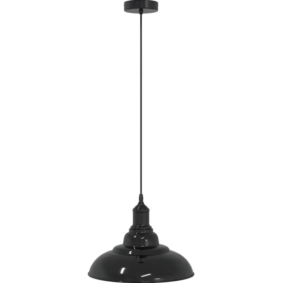 vidaXL Hanglamp in hoogte verstelbaar E27 Ø31 cm metaal glanzend zwart