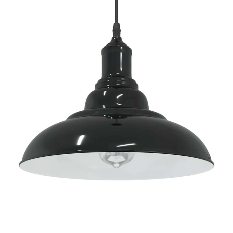 vidaXL Hanglamp in hoogte verstelbaar E27 Ø31 cm metaal glanzend zwart