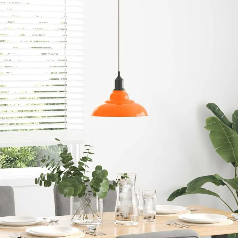 vidaXL Hanglamp in hoogte verstelbaar E27 Ø31cm metaal glanzend oranje