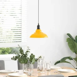 vidaXL Hanglamp in hoogte verstelbaar E27 Ø31 cm metaal glanzend geel
