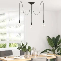 vidaXL Hanglamp met 3 lamphouders E27 metaal zwart