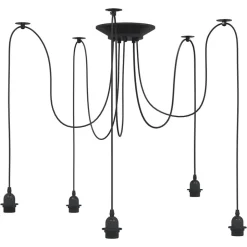vidaXL Hanglamp met 5 lamphouders E27 metaal zwart
