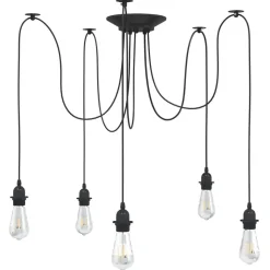 vidaXL Hanglamp met 5 lamphouders E27 metaal zwart