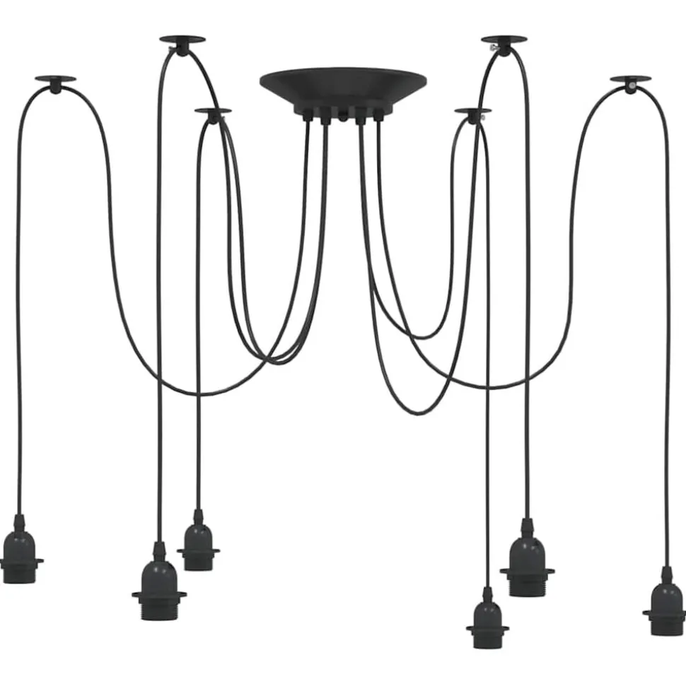 vidaXL Hanglamp met 6 lamphouders E27 metaal zwart