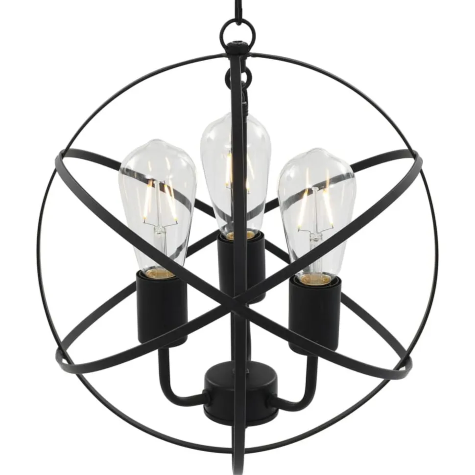 vidaXL Hanglamp rond 3xE27 zwart