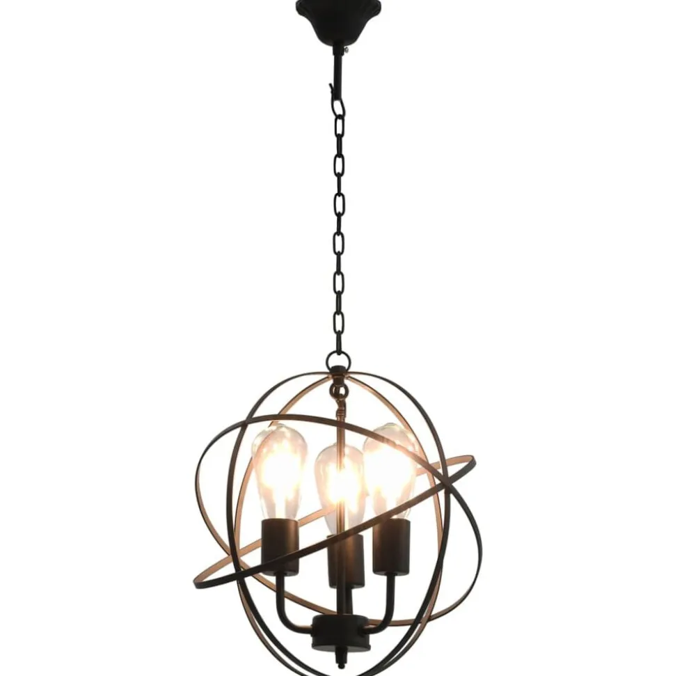 vidaXL Hanglamp rond 3xE27 zwart