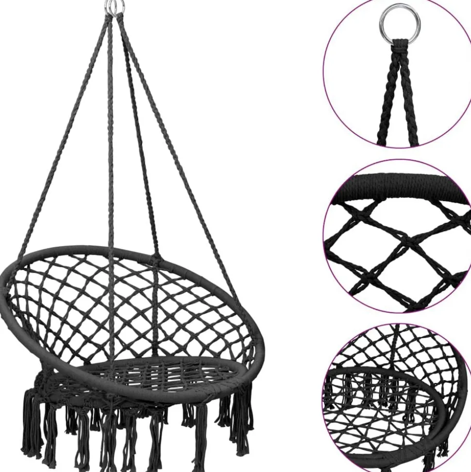 vidaXL Hangstoel 80 cm antracietkleurig