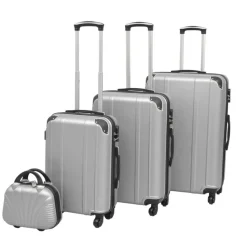 VidaXL Harde rolkoffer set zilver 4-dlg