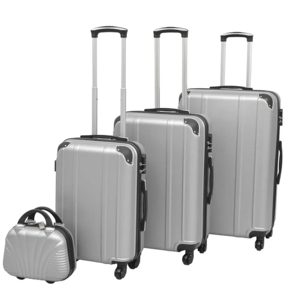 VidaXL Harde rolkoffer set zilver 4-dlg