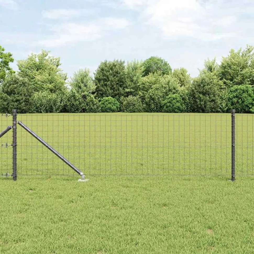 vidaXL Hek met Paal Grijs 0,4 x 10 m Staal en PVC