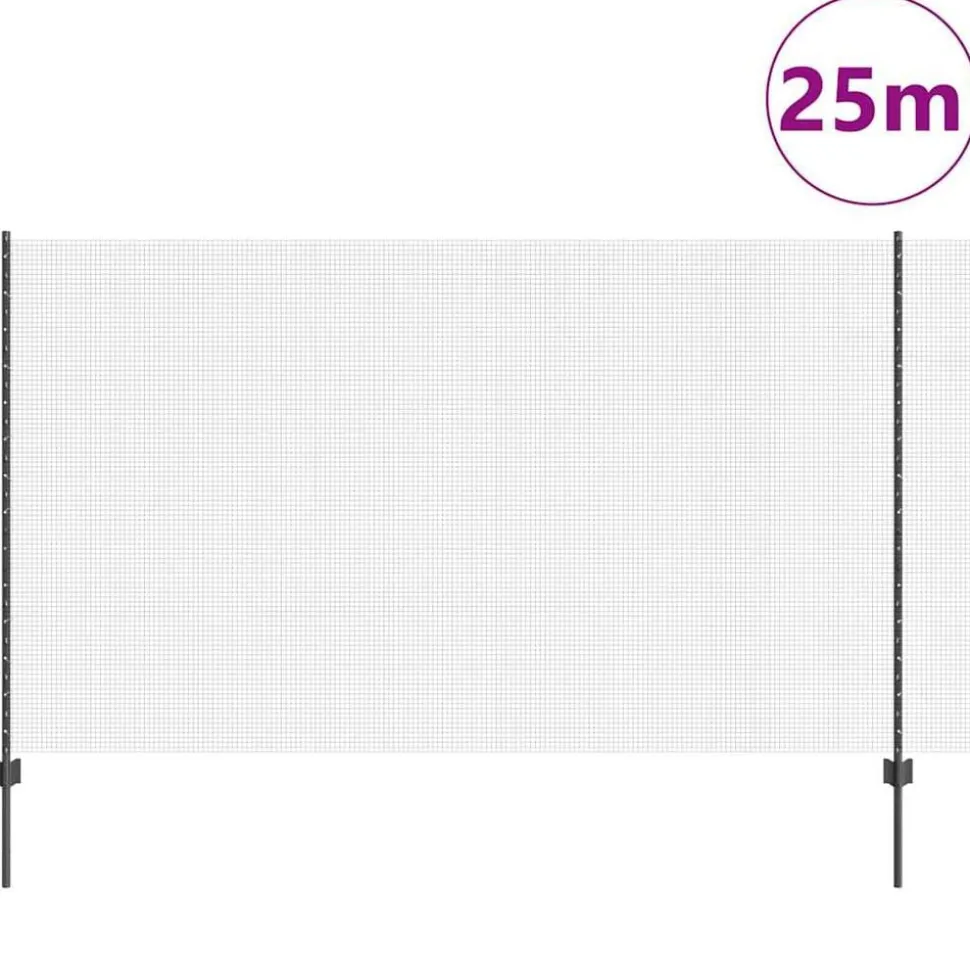 vidaXL Hek met Paal Grijs 1,4 x 25 m Staal en PVC