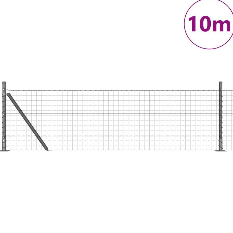 vidaXL Hek met Paal Grijs 0,4 x 10 m Staal en PVC