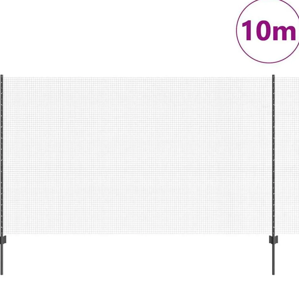 vidaXL Hek met Paal Grijs 1,4 x 10 m Staal en PVC