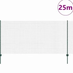 vidaXL Hek met Paal Groen 1,2 x 25 m Staal en PVC