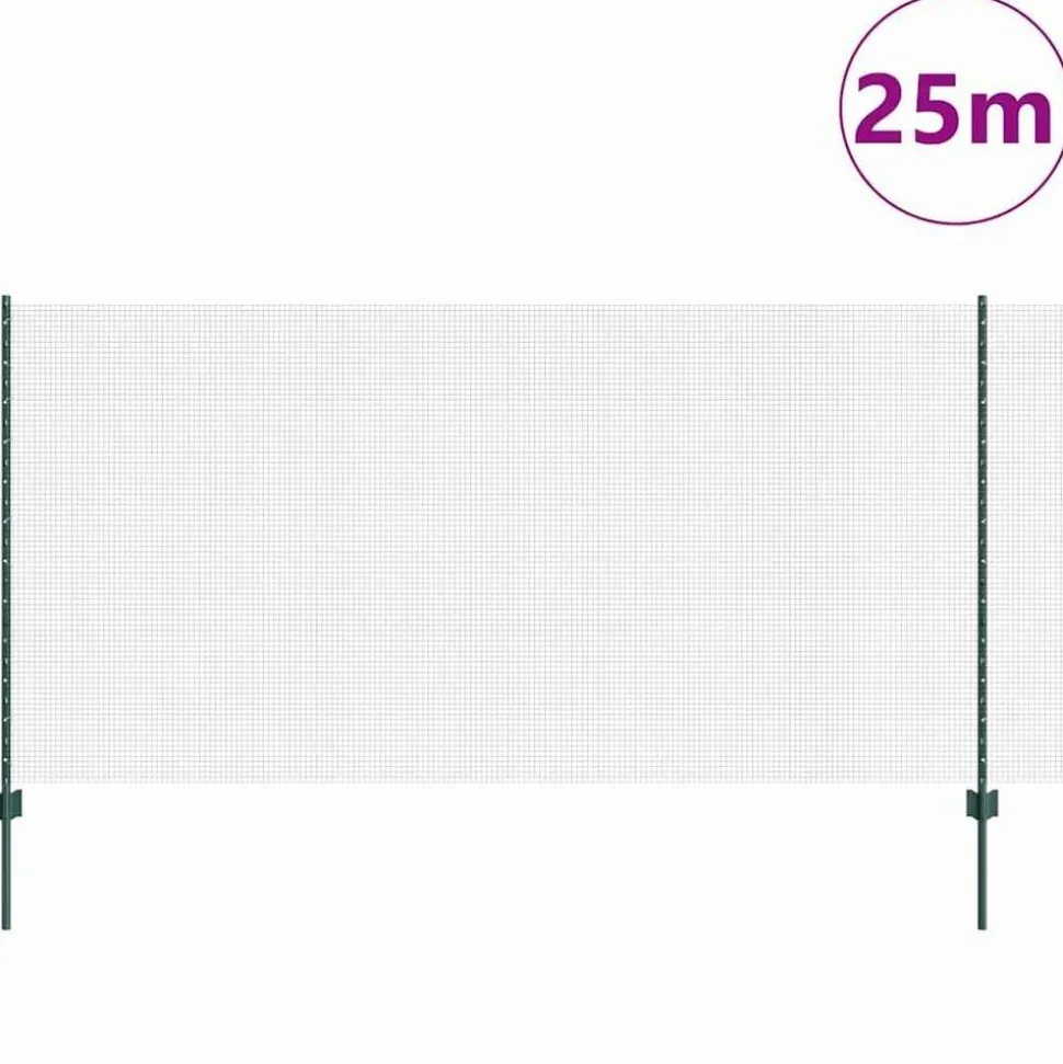 vidaXL Hek met Paal Groen 1,2 x 25 m Staal en PVC