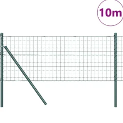 vidaXL Hek met Paal Groen 0,4 x 10 m Staal en PVC