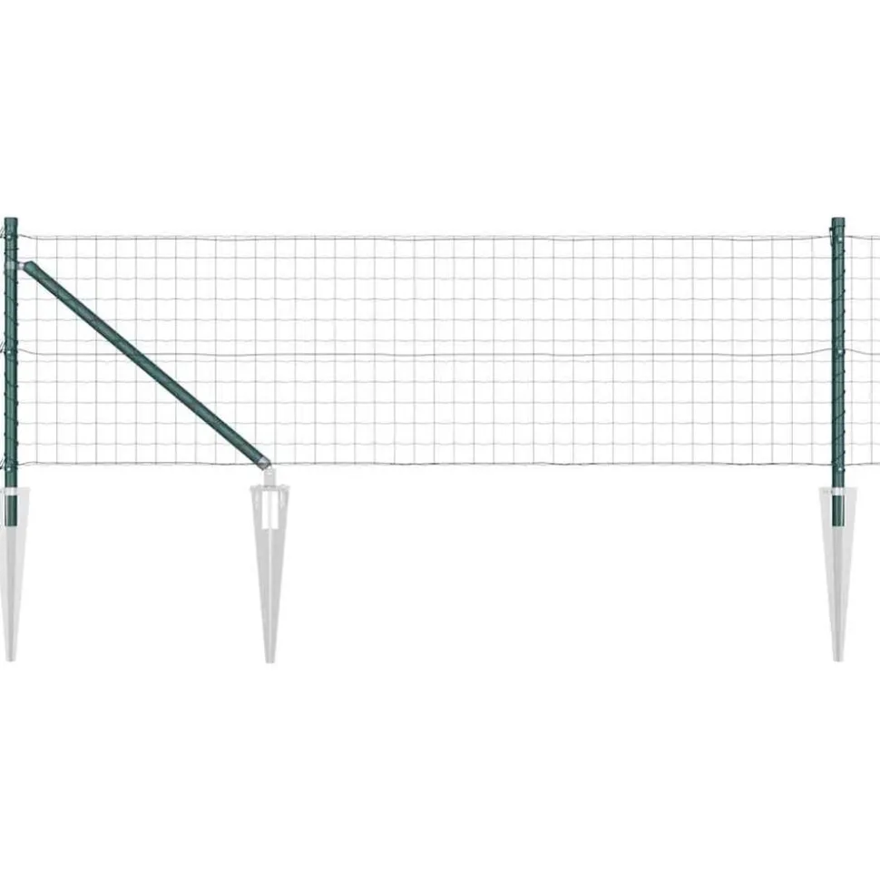 vidaXL Hek met Paal Groen 0,4 x 10 m Staal en PVC