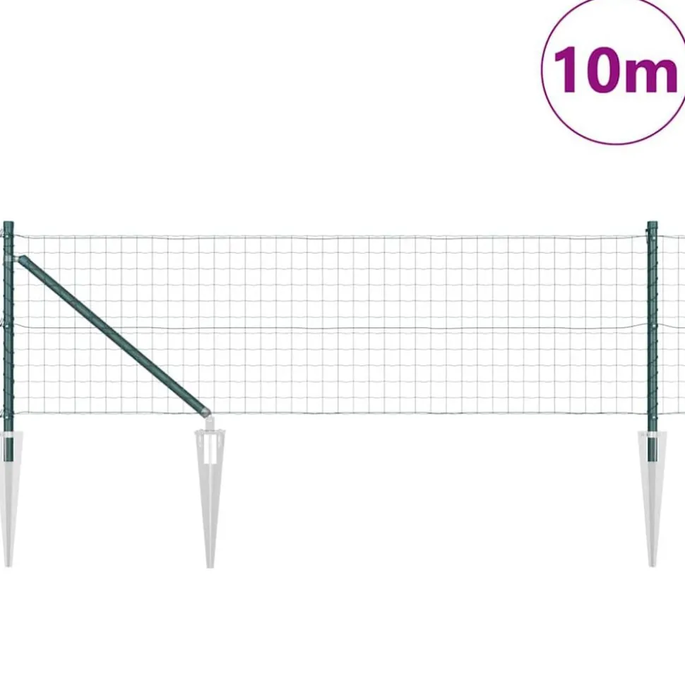 vidaXL Hek met Paal Groen 0,4 x 10 m Staal en PVC