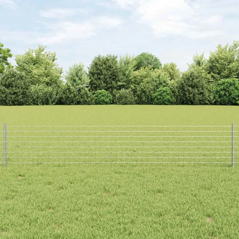 vidaXL Hek met Paal Zilver 0,4 x 10 m Staal