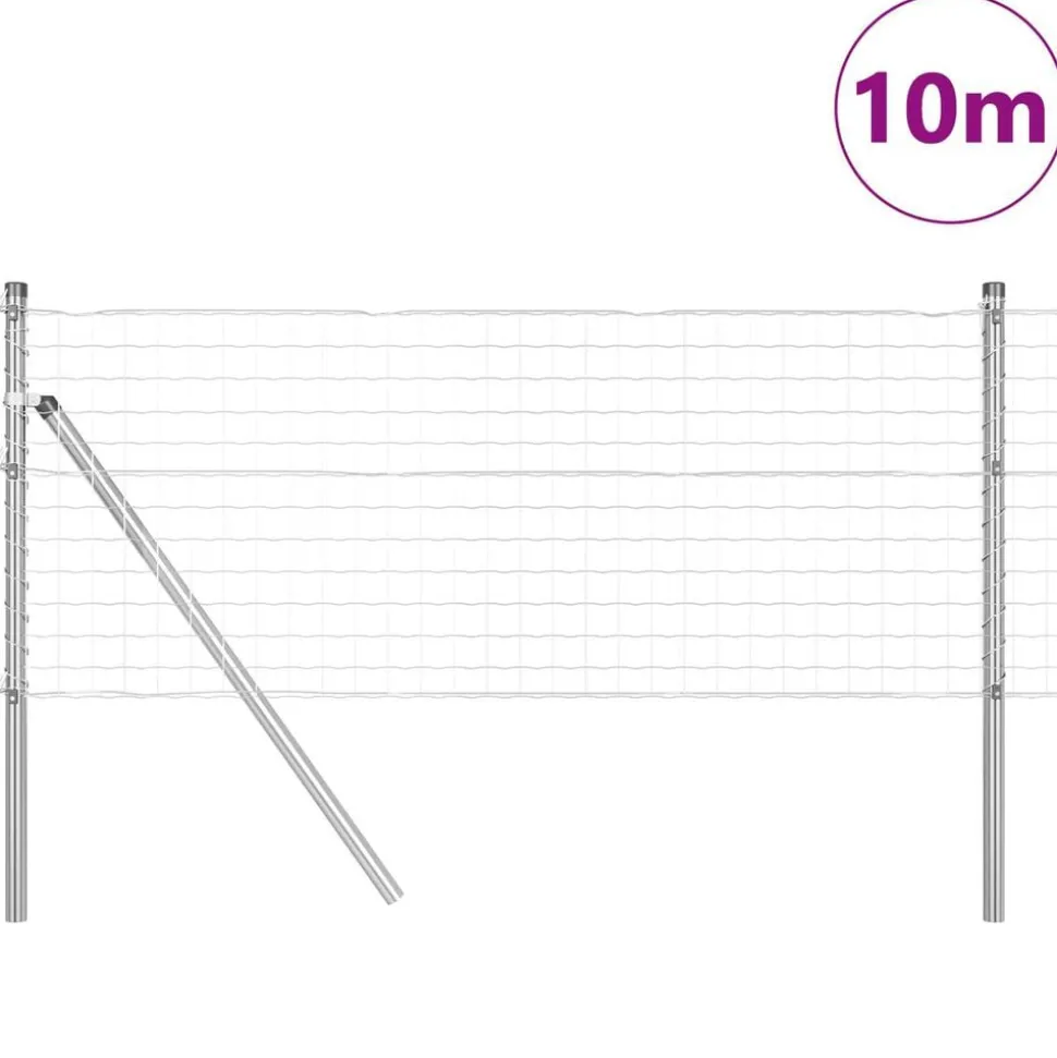 vidaXL Hek met Paal Zilver 0,4 x 10 m Staal en PVC