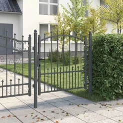 vidaXL Hekdeur met spijkers met slot Emmen Grijs 100 x 100 cm