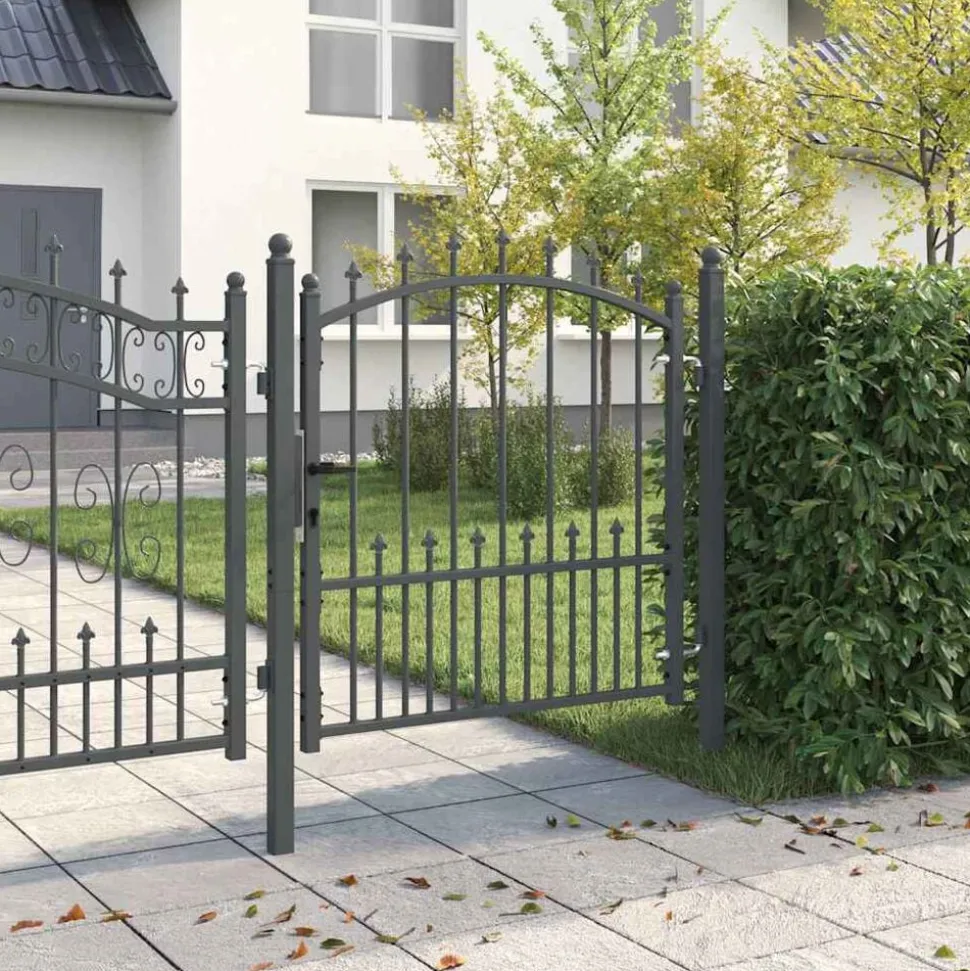 vidaXL Hekdeur met spijkers met slot Emmen Grijs 100 x 100 cm