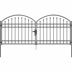 vidaXL Hekpoort Assen dubbele deur met gebogen bovenzijde staal 300x125 cm