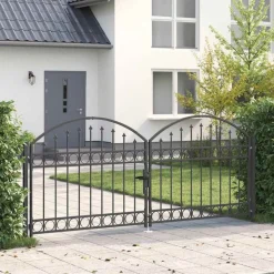 vidaXL Hekpoort Assen dubbele deur met gebogen bovenzijde staal 300x125 cm