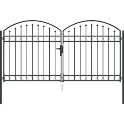 vidaXL Hekpoort Assen dubbele deur met gebogen bovenzijde staal 300x150 cm