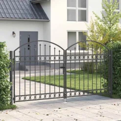vidaXL Hekpoort Assen dubbele deur met gebogen bovenzijde staal 300x150 cm