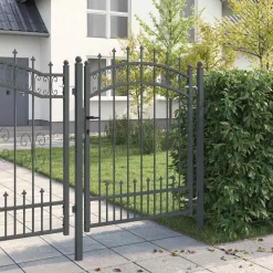 vidaXL Hekpoort Kampen met speerpunt zwart 103x125 cm staal