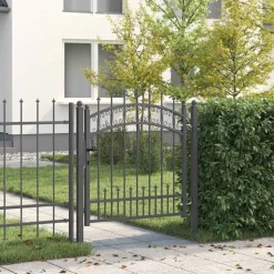 vidaXL Hekpoort Kampen met speerpunt zwart 103x100 cm staal