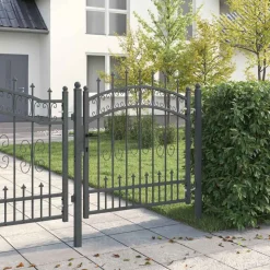 vidaXL Hekpoort Kampen met speerpunt zwart 103x100 cm staal