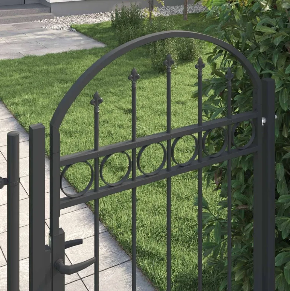 vidaXL Hekpoort met slot Assen Grijs 100 x 150 cm Gepoedercoat staal