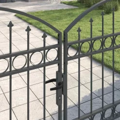 vidaXL Hekpoort met slot Assen Grijs 301 x 175,5 cm Staal
