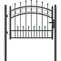 vidaXL Hekpoort met Spear Boven Kampen Grijs 103 x 75 cm Staal