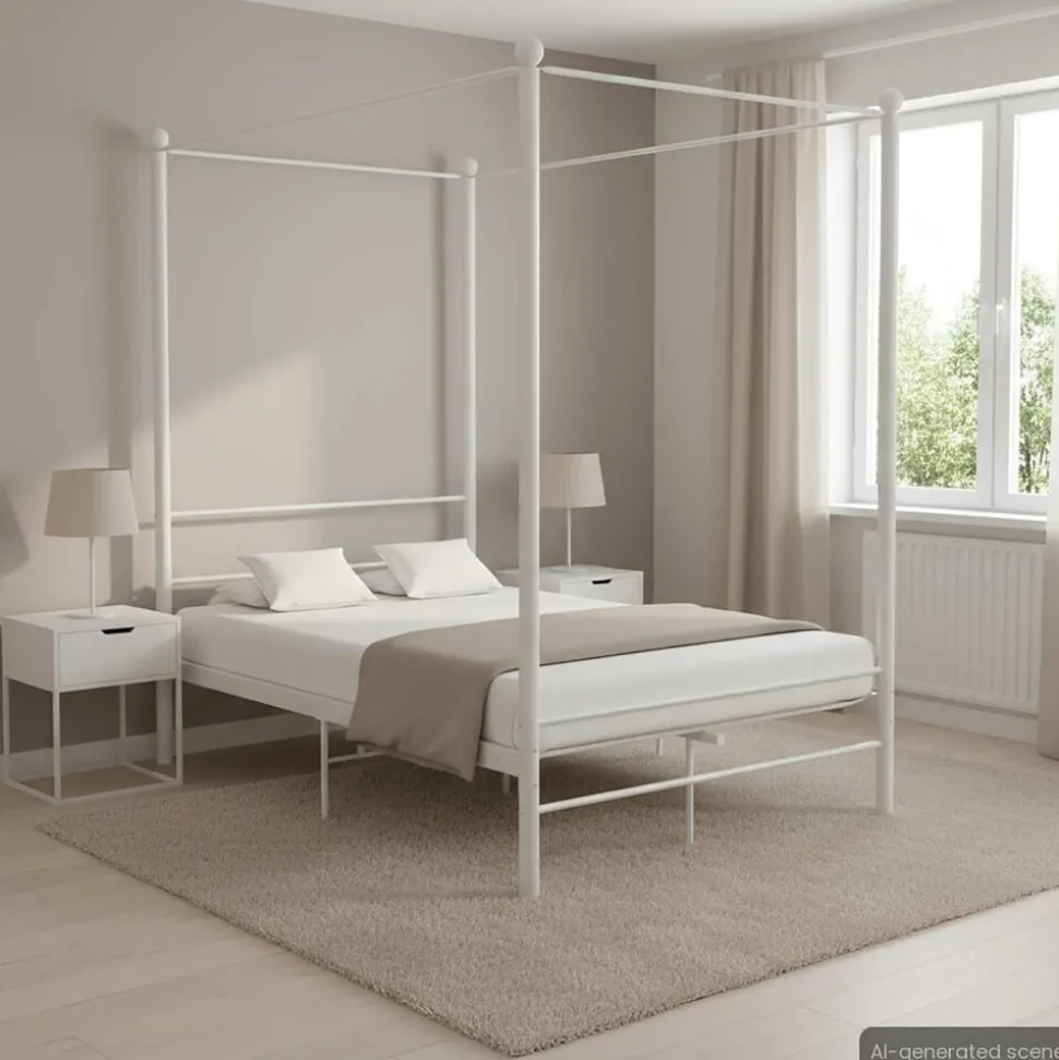 vidaXL Hemelbedframe metaal wit 120x200 cm