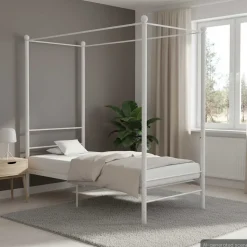 vidaXL Hemelbedframe metaal wit 90x200 cm