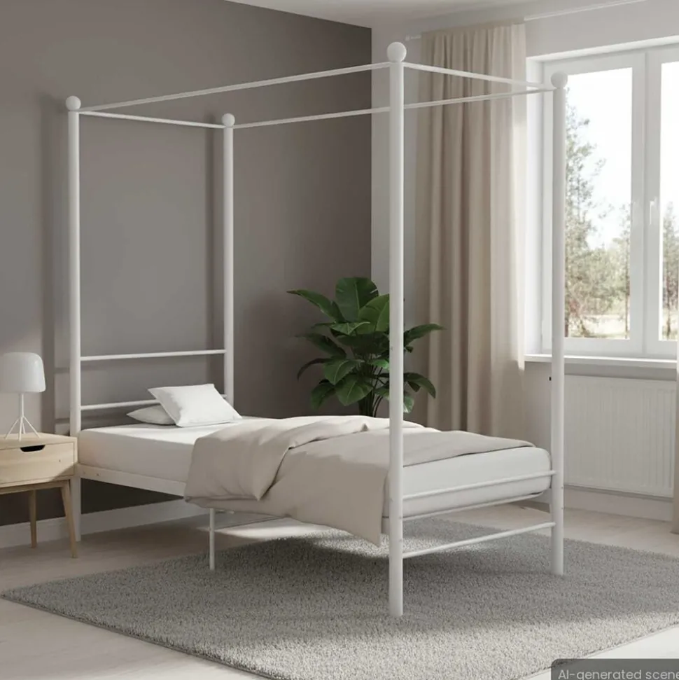 vidaXL Hemelbedframe metaal wit 90x200 cm