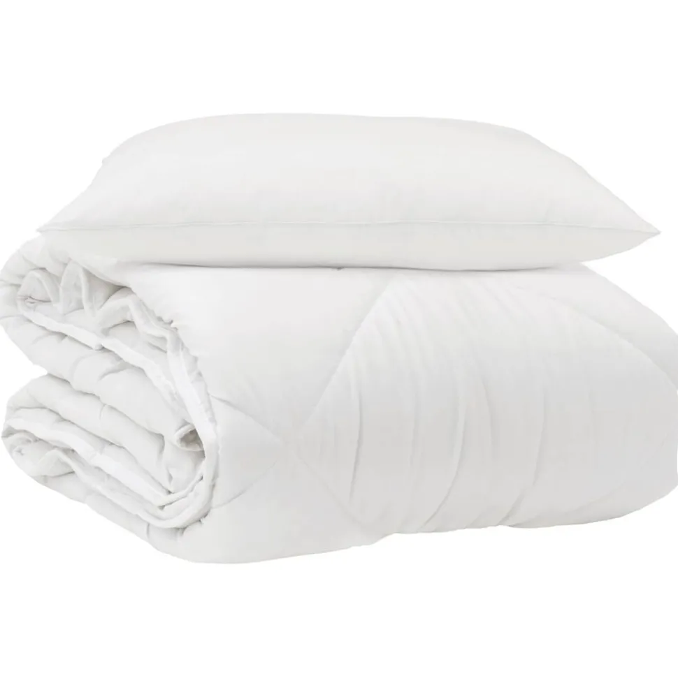 vidaXL Het Duvet voor Elk Seizoen met kussen 2 pcs Wit Microvezel