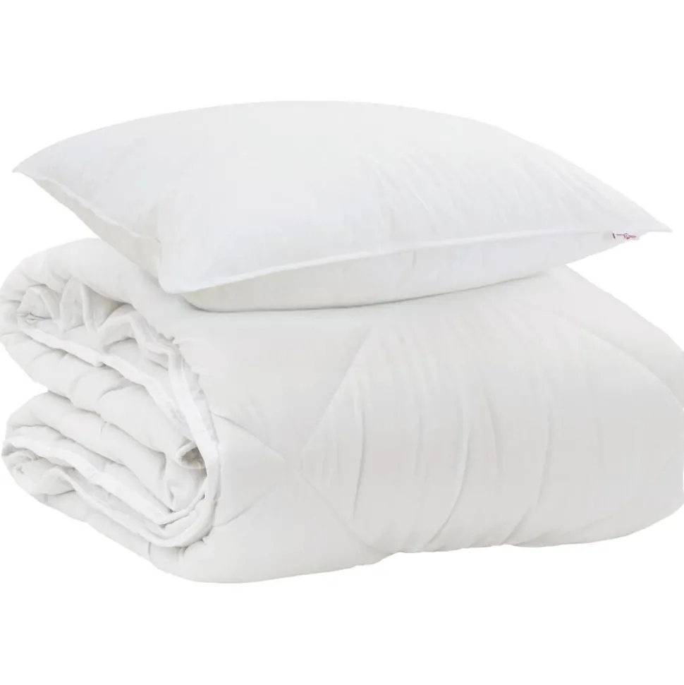 vidaXL Het Duvet voor Elk Seizoen met kussen 2 pcs Wit Microvezel