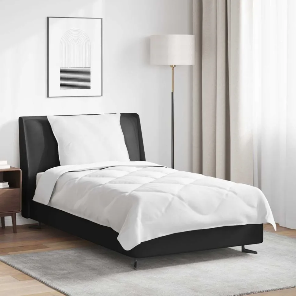 vidaXL Het Duvet voor Elk Seizoen met kussen 2 pcs Wit Microvezel