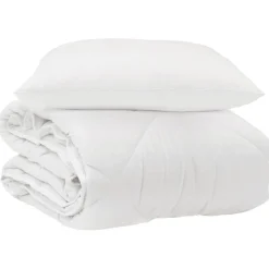 vidaXL Het Duvet voor Elk Seizoen met kussen 2 pcs Wit Microvezel