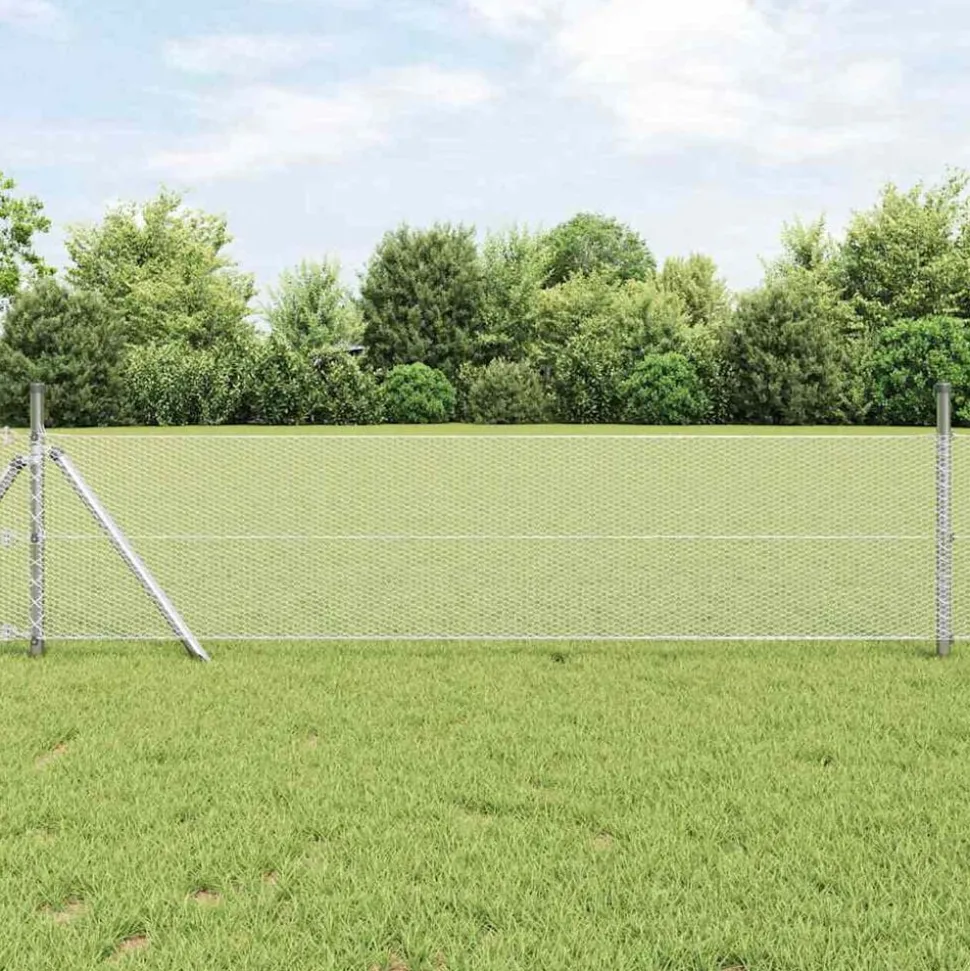 vidaXL Hexagon Hek Zilver 0,6 x 10 m Gegalvaniseerd staal