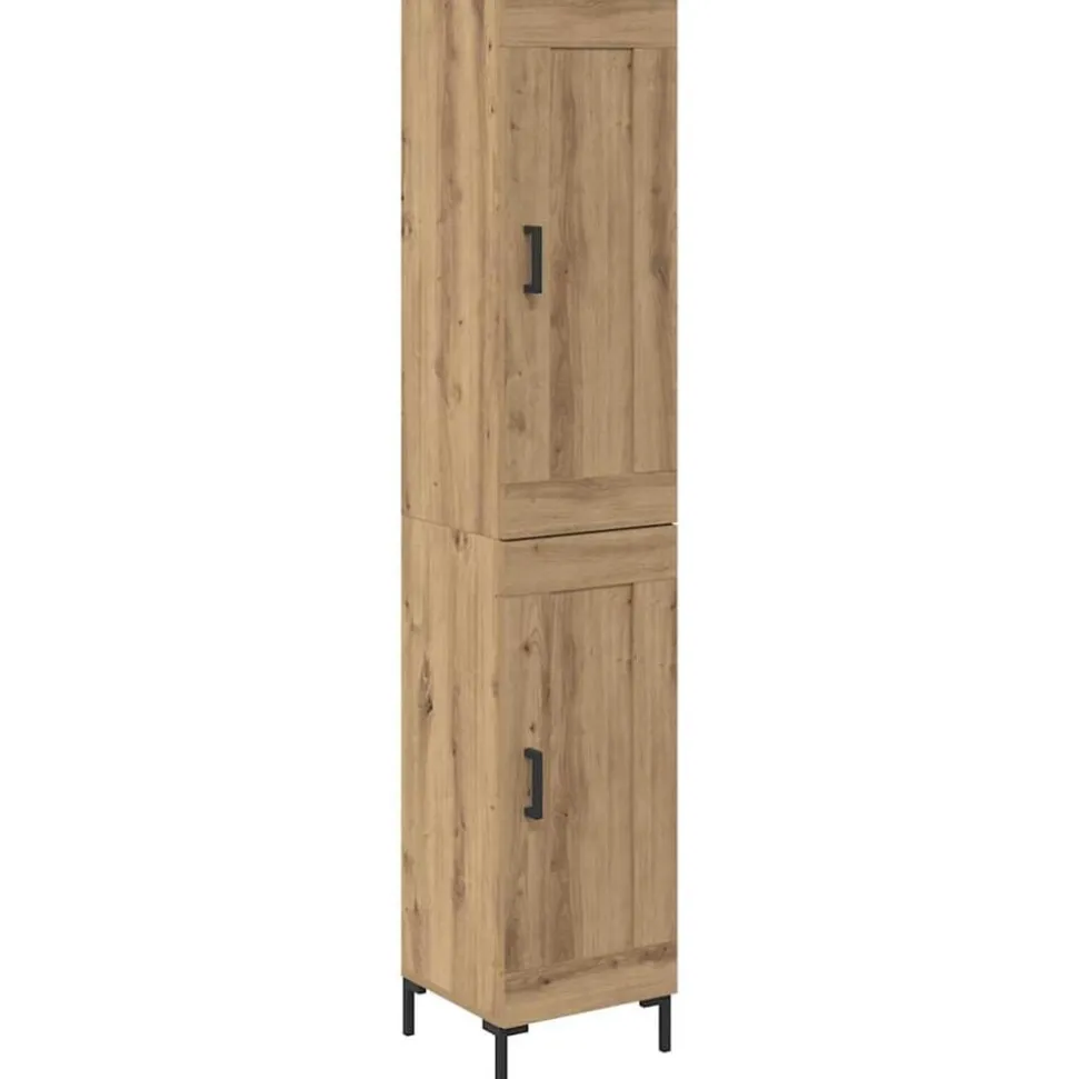 vidaXL Highboard Artisan Eiken 34,5 x 34 x 180 cm Bewerkt hout
