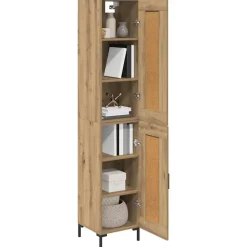 vidaXL Highboard Artisan Eiken 34,5 x 34 x 180 cm Bewerkt hout