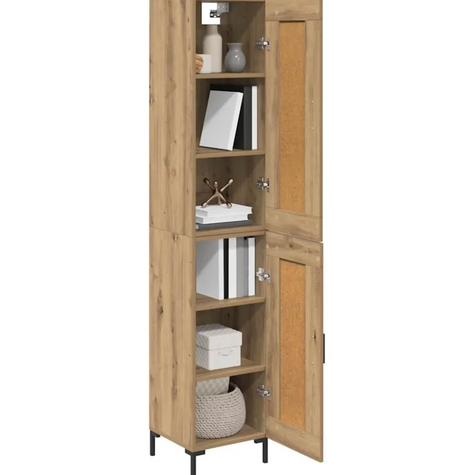 vidaXL Highboard Artisan Eiken 34,5 x 34 x 180 cm Bewerkt hout